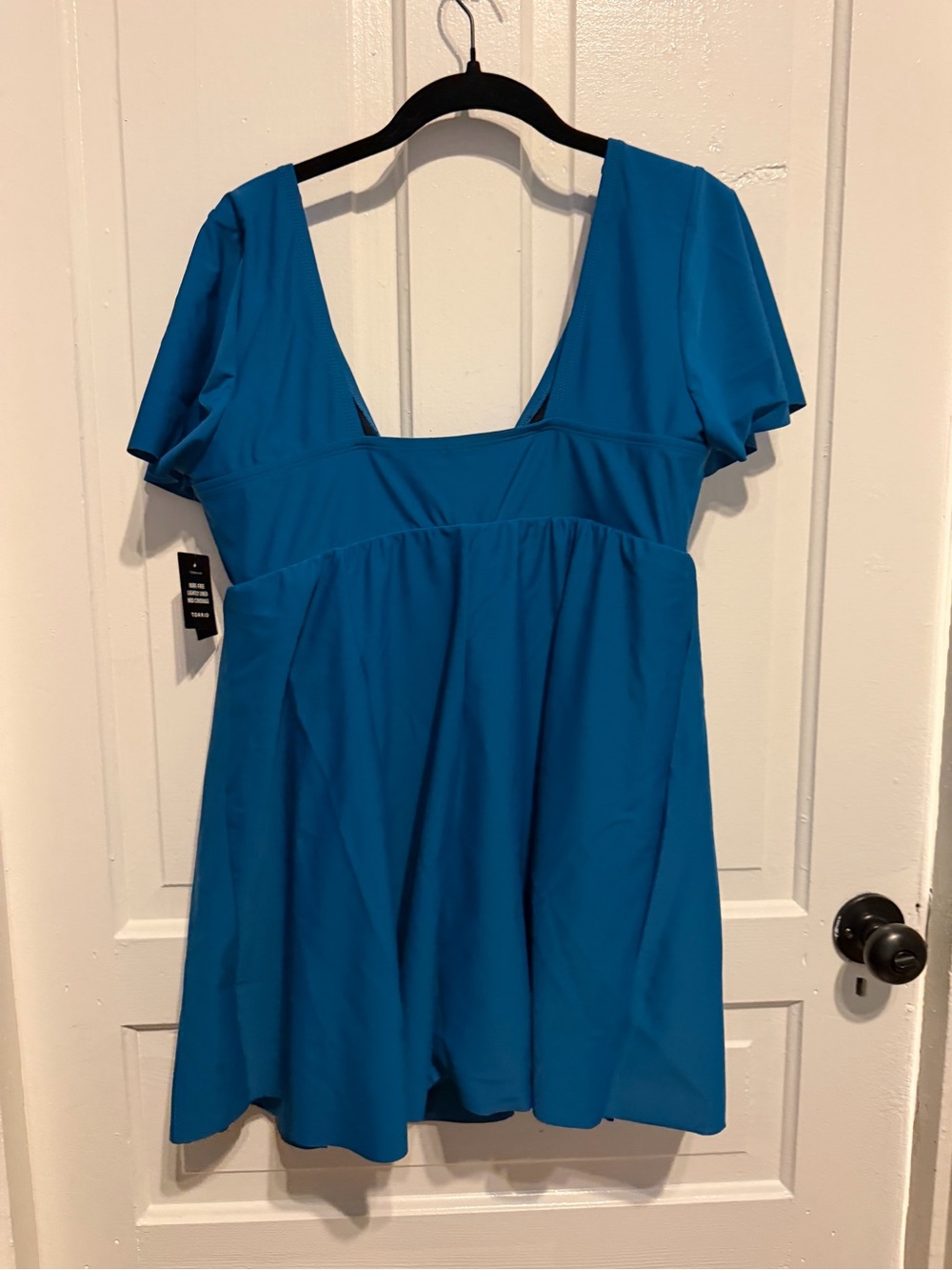 Torrid Blue Flutter Sleeve Keyhole Swim Dress - Size 1 (14/16) - Picture 4 of 6
